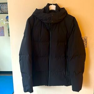 Cole Haan Signature Men's Large Black Short Hooded Puffer Jacket Down Waterfowl